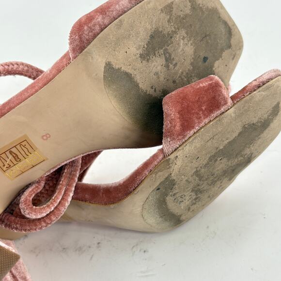 Jeffrey Campbell Velvet Heels 8 Rose Mauve Pink 90s Y2K Mules Slip On Glam - Picture 4 of 7